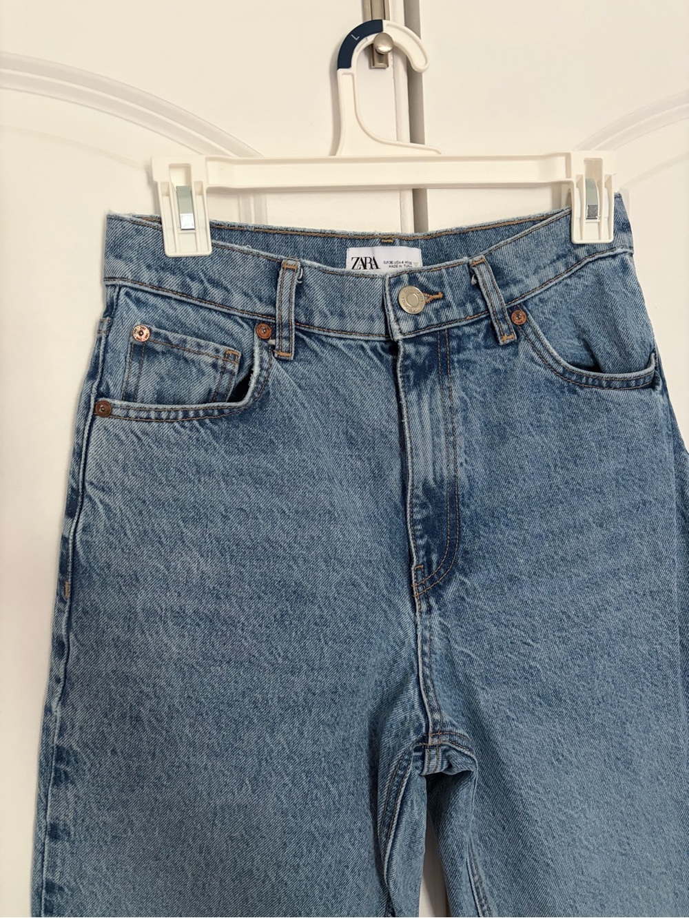 Zara Light Wash High-Rise Straight Jeans
